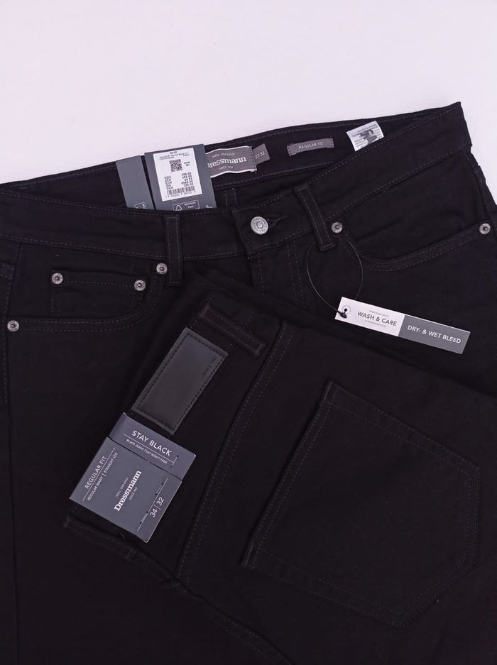 Jet black colour  Jeans  straight and slim Comfort Fit – Export Quality