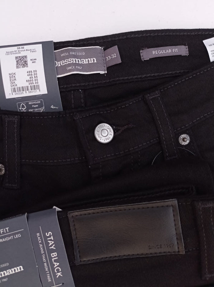 Jet black colour  Jeans  straight and slim Comfort Fit – Export Quality
